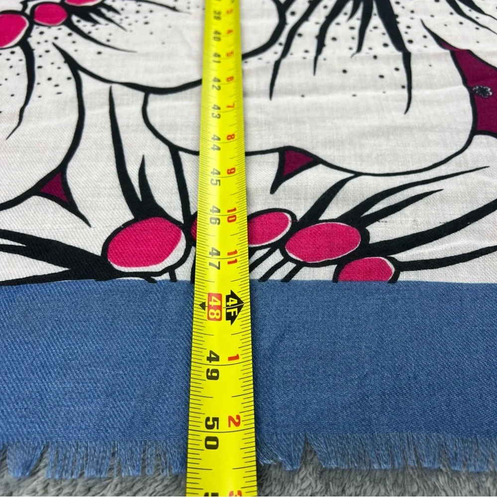 Ann Taylor Loft Floral 50” x 50” Square Scarf Fringe Edge Purple Pink